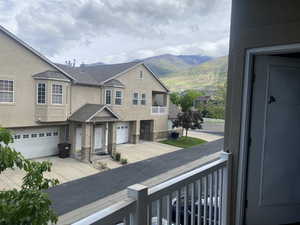 Exterior space featuring a mountain view