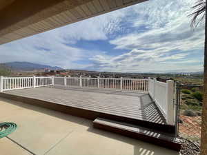 Wooden terrace with a mountain view