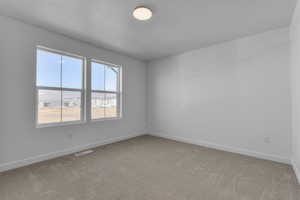 Spare room with baseboards, carpet, and visible vents