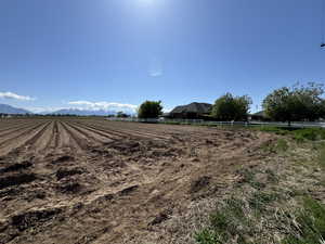 View of yard with a rural view and fence