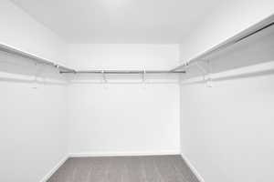 Walk in closet with carpet