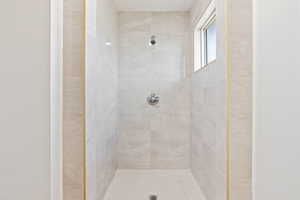 Full bathroom with tiled shower