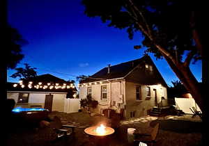 Evening view of private yard.