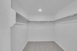 Spacious closet with carpet flooring