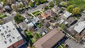 Birds eye view of property with a residential view