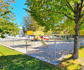 Community jungle gym featuring fence