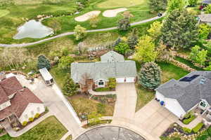Bird's eye view with view of golf course