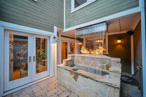 Basement walkout with waterfall and fire bar
