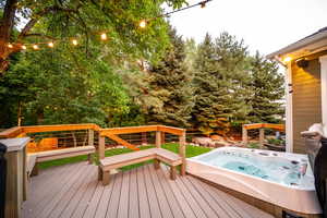 Deck with a hot tub