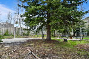 View of yard featuring basketball court