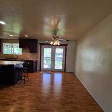 Kitchen/Dining Room with French Doors to large covered deck
