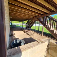 Large outdoor storage area under deck