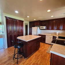 Kitchen with large island and lots of cabinets for storage