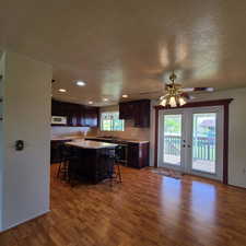 Kitchen/Dining Room with French Doors to large covered deck