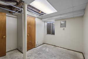 Basement with electric panel