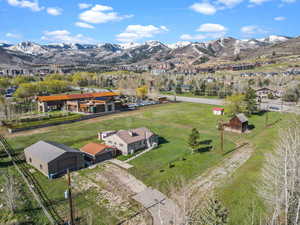 Aerial view featuring a mountain view