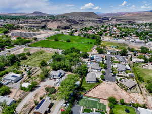 Drone / aerial view with a mountain view and a residential view