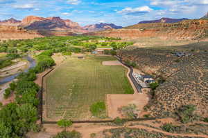 Aerial view with a mountain view and a rural view