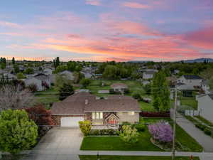 Aerial view at dusk