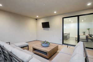 Living area featuring recessed lighting