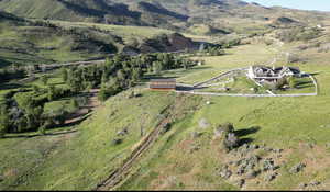 Drone / aerial view with a rural view and a mountain view