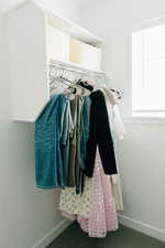 Spacious closet featuring carpet flooring