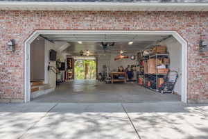 Garage with concrete driveway
