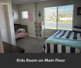 Bedroom featuring multiple windows, baseboards, and carpet