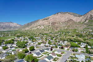 Aerial view featuring a mountain view