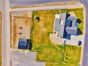 Birds eye view of one acre property