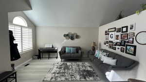 Front Room. Vaulted Ceilings. Plantation Shutters. Natural Lighting.