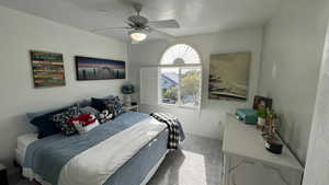 #2 Upstairs Bedroom.  Plantation Shutters. Ceiling Fan. Natural Lighting. Ceiling Fan.