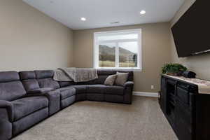 View of carpeted living room