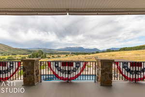 Exterior space featuring a mountain view