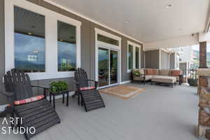 View of patio / terrace featuring outdoor lounge area and a deck