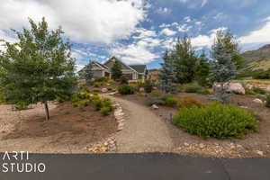 View of yard featuring a mountain view