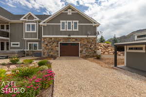 View of front of property featuring a garage