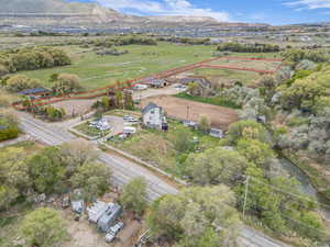 Aerial view with a mountain view and a rural view