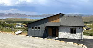 Modern cabin with view of Bear Lake