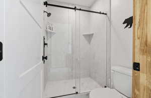 Ensuite bath featuring large shower
