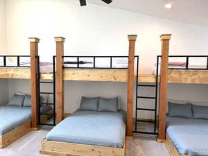 Bunk room with 3 queens and 3 twins