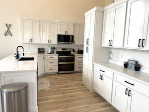 Kitchen stainless appliances and granite composite sink