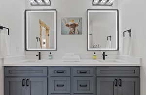 Upstairs master bath with double vanity