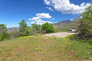 View of yard with a mountain view