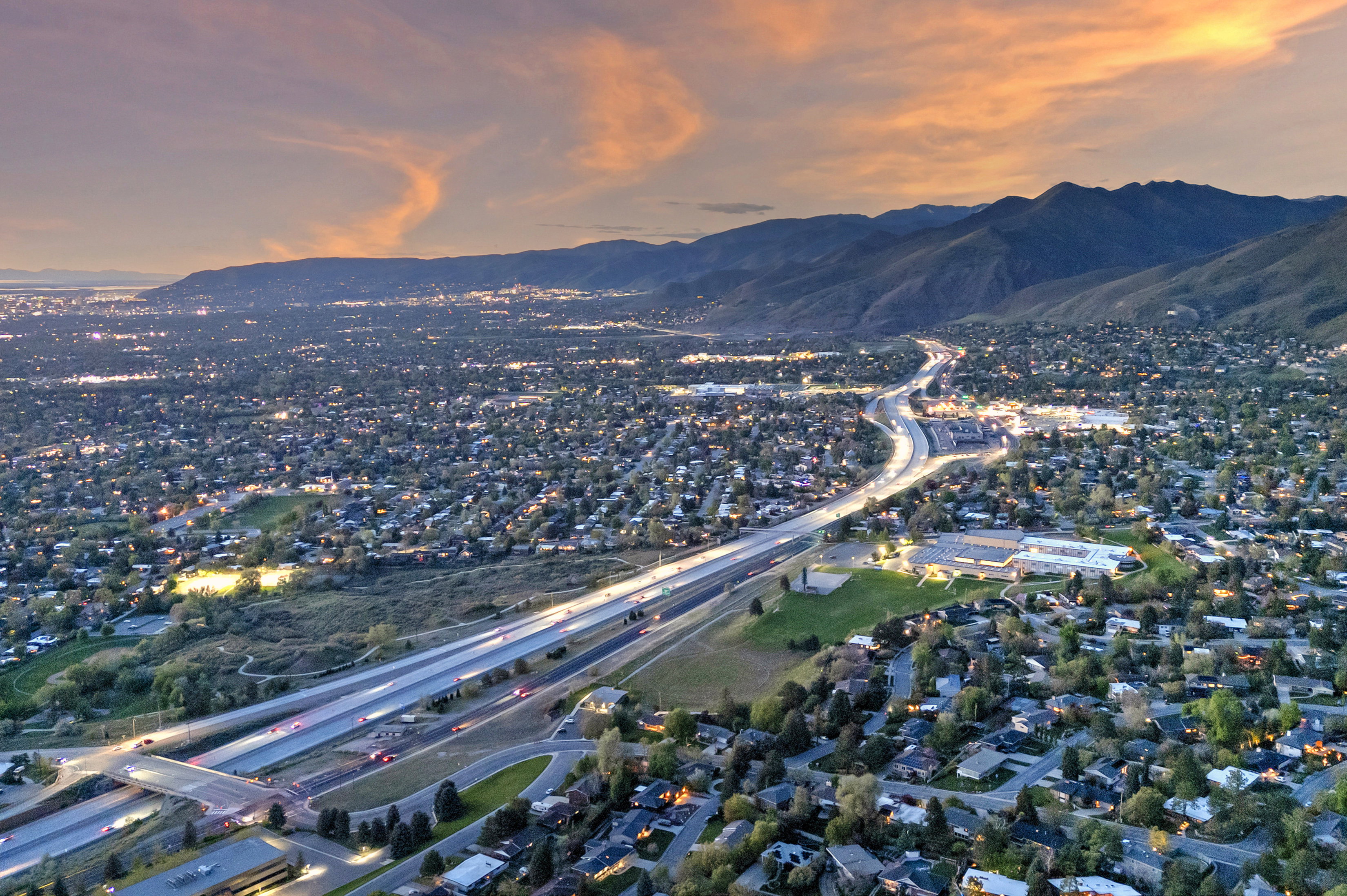 Birds eye view of property with a mountain view
