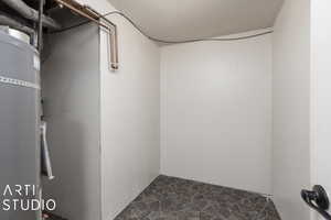 Below grade area with stone finish floor