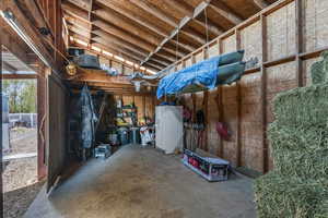 Large barn for ample storage including covered hay storage; additional loft storage area