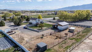 Views of the horses from the backyard and back of the home