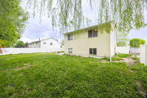 View of rear view of house which is fully fenced