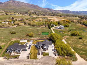 Aerial view with a mountain view